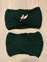 Čiapky, čelenky, klobúky - Pletené čelenky zelené - 14907618_