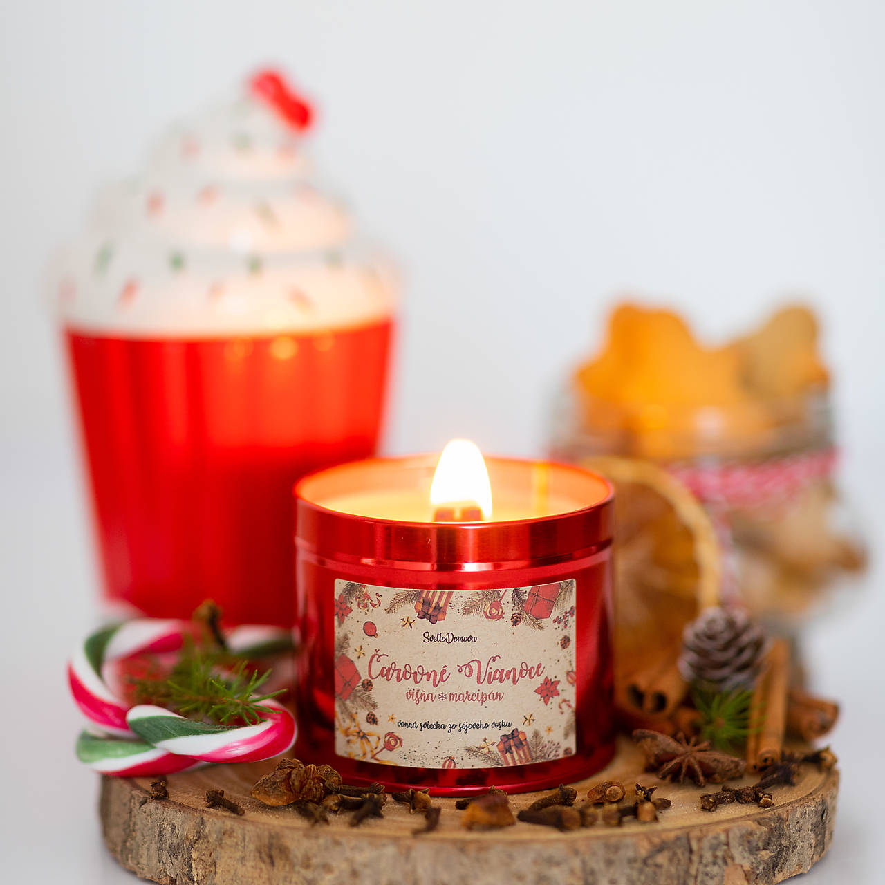 AKCIA - Sviečka zo sójového vosku s DREVENÝM knôtom - 4vône -  185g/45hod