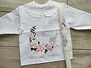 Detské oblečenie - Sada na krst kvety+holubica - 14910234_