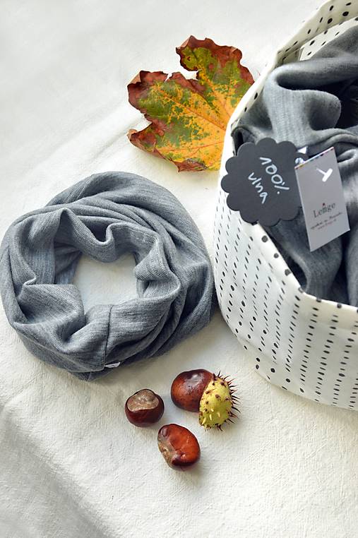 Šály a nákrčníky - Multifunkčná šatka 100% merino sivá svetlá - 14908501_