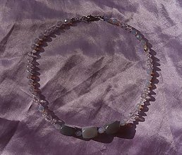 Prstene - Korálkový náhrdelník - šedý achát - 14910278_