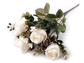 Polotovary - Umelá kytica ruže (Béžová) - 14907689_