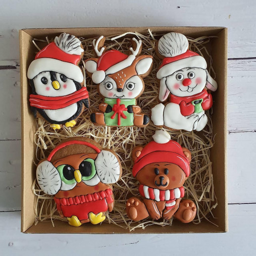 Dekorácie - Veselé vianočné perníkové zvieratká - 14912334_