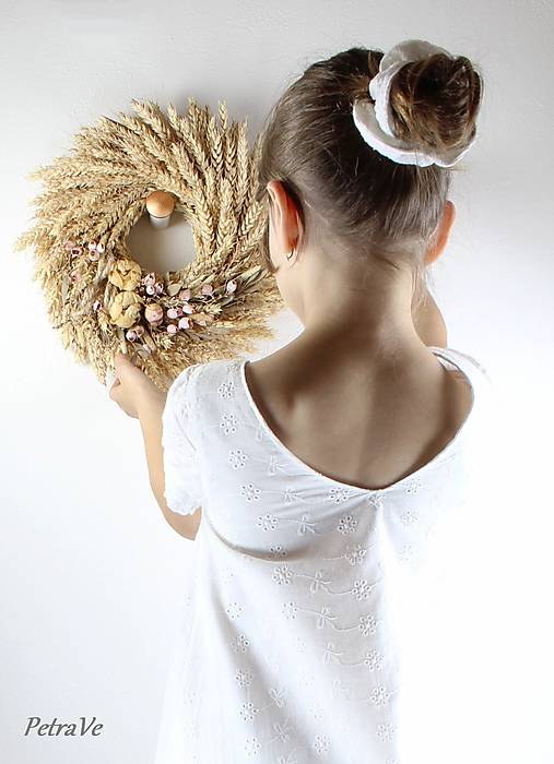 Ozdoby do vlasov - Ľanová gumička, scrunchie-biela - 14913137_