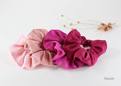 Ozdoby do vlasov - Ľanová gumička, scrunchie-biela (Bez mašle) - 14913301_