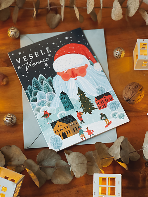 Papiernictvo - Vianočná pohľadnica Krajinka - 14917277_