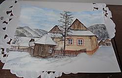 Obrazy - Zima vo Vlkolínci...(akvarel) - 14917558_
