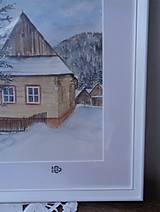 Obrazy - Zima vo Vlkolínci...(akvarel) - 14917560_