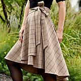 Sukne - FIONA - asymetrická zavinovacia sukňa (A4 - šedobéžové s oranžovým prúžkom) - 14916115_