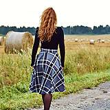 Sukne - KYLIE - škótska asymetrická zavinovacia sukňa (G2 - béžové káro) - 14916562_