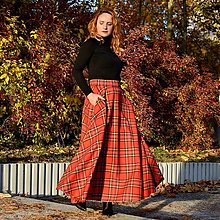 Sukne - ISABEL - maxi škótska károvaná sukňa - 14916127_