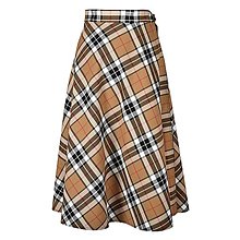 Sukne - RUBY - škótska midi zavinovacia sukňa (A3 - béžové káro - Thompson Camel) - 14916624_