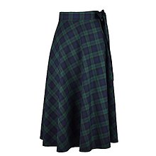 Sukne - RUBY - škótska midi zavinovacia sukňa (C3 - modrozelené káro - Black Watch) - 14916661_