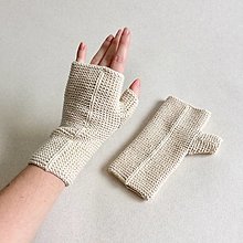 Rukavice - Bezprstové rukavice so vzorom / viac farieb (Béžová) - 14916395_