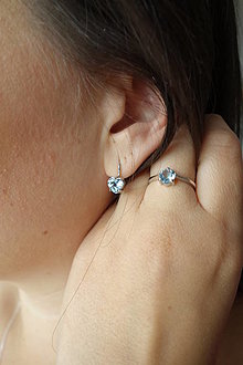 Prstene - Strieborný prsteň s topásom Sky Blue v tvare srdca - 14916732_