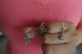 Sady šperkov - Súprava strieborných šperkov v tvare srdca s topásom Sky blue - 14916807_