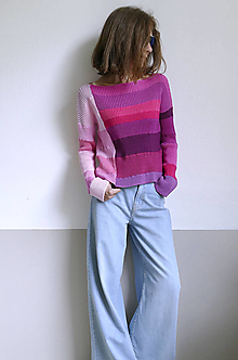 Svetre a kardigány - ružový pulover-bavlna - 14916943_