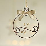 Dekorácie - vianočné ozdôbky medeno-zlaté (kruh) - 14920560_