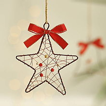 Dekorácie - vianočné ozdôbky medeno-červené (hviezda) - 14918568_