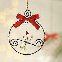 Dekorácie - vianočné ozdôbky medeno-červené (kruh) - 14918592_
