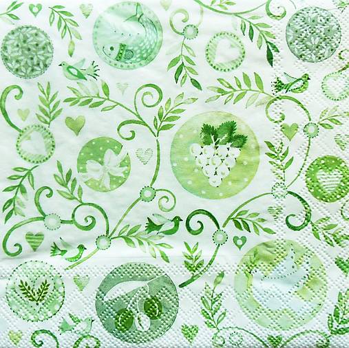 S1049 - Servítky - list, hrozno, ryba, vinič, vtáčik, srdce, oliva