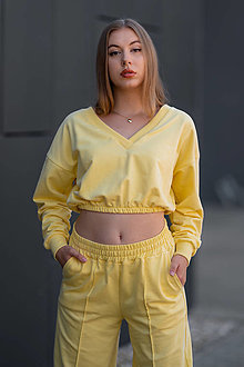 Mikiny - Crop mikina SWEET YELLOW - 14921434_