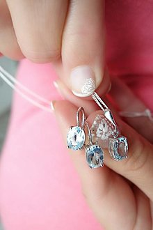 Sady šperkov - Súprava strieborných šperkov s oválnym topásom Sky blue - 14918319_