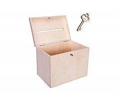 Iný materiál - Drevená krabička na obálky s kľúčom - 14918507_