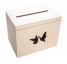 Iný materiál - Drevená krabička na obálky s holubicami - 14918642_