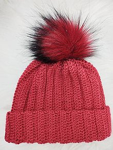 Čiapky, čelenky, klobúky - AKCIA Zimná  čiapka červená - 14921879_
