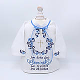 Detské oblečenie - Folklórna košieľka na krst modrá - 14924030_