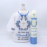 Detské oblečenie - Folklórna košieľka na krst modrá - 14924033_
