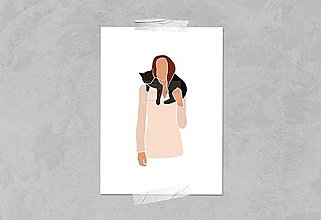 Grafika - Plagát| Dievča s mačkou| 02 - 14923440_