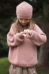 Detské oblečenie - Detský merino sveter Pierko - púdrový - 14923351_