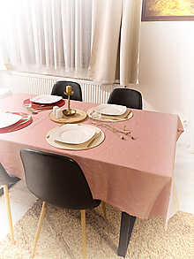 Úžitkový textil - Ľanový Obrus na stôl /OLD ROSE/ - 14923887_