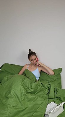Úžitkový textil - Ľanová posteľná bielizeň SET Lemongras - 14924095_