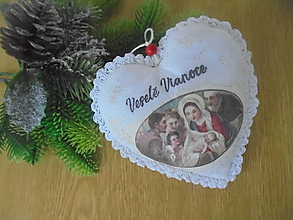Dekorácie - Vianočné srdiečko-svätá rodina - 14922888_