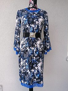 Šaty - Modré šaty so vzorom - 14926513_
