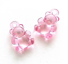 Korálky - Plastový prívesok medvedík  (ružová svetlá) - 14926207_