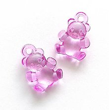 Korálky - Plastový prívesok medvedík  (ružovofialová) - 14926208_