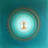 Obrazy - Mandala STROM ŽIVOTA (smaragd-gold) 80 x 80 - 14926435_