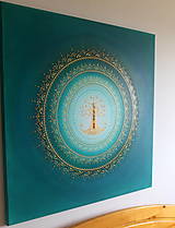 Obrazy - Mandala STROM ŽIVOTA (smaragd-gold) 80 x 80 - 14926436_