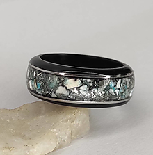 Prstene - Ebenový prsteň s tyrkysom a striebrom - 14925646_