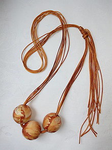 Náhrdelníky - Textilný náhrdelník s guľkami - s hodvábom - 14927532_