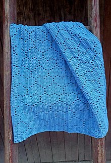 Detský textil - Modra srdiečková deka - 14930038_