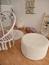 Úžitkový textil - Háčkovaný puf alebo stolík prírodný - 14928870_