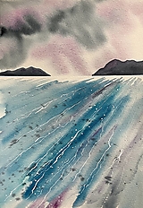 Obrazy - Originál akvarel Zima na jazere - 14928760_