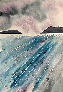 Obrazy - Originál akvarel Zima na jazere - 14928760_