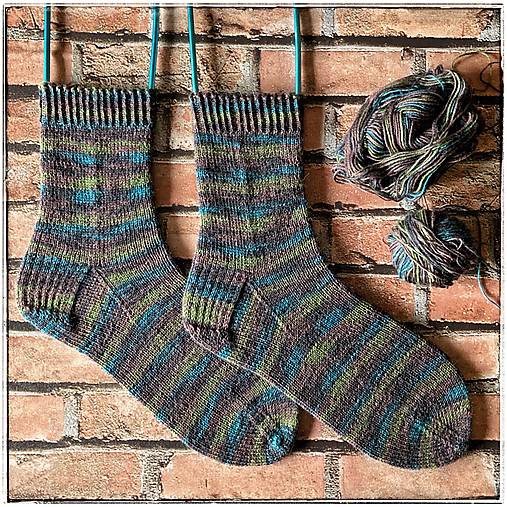  - Ručne pletené pánske vlnené ponožky veľkosť 42/43 270-275mm - 14928919_