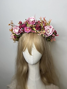 Ozdoby do vlasov - Kvetinový boho polvenček "bozky v malinčí" - 14931290_